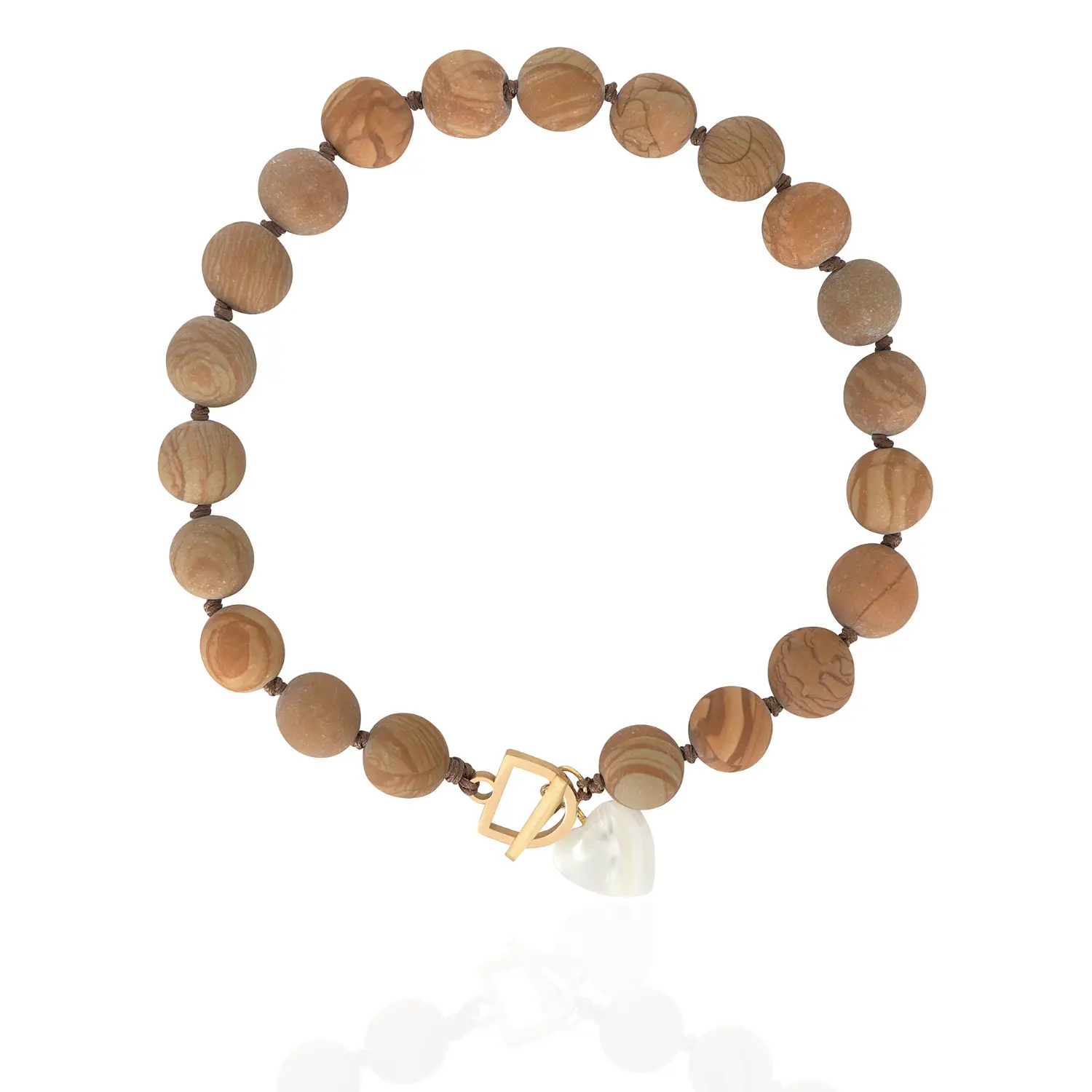 alvin-lightbrown-1 Small ALVIN κολιέ με ημιπολύτιμους λίθους μπεζ - Image 1